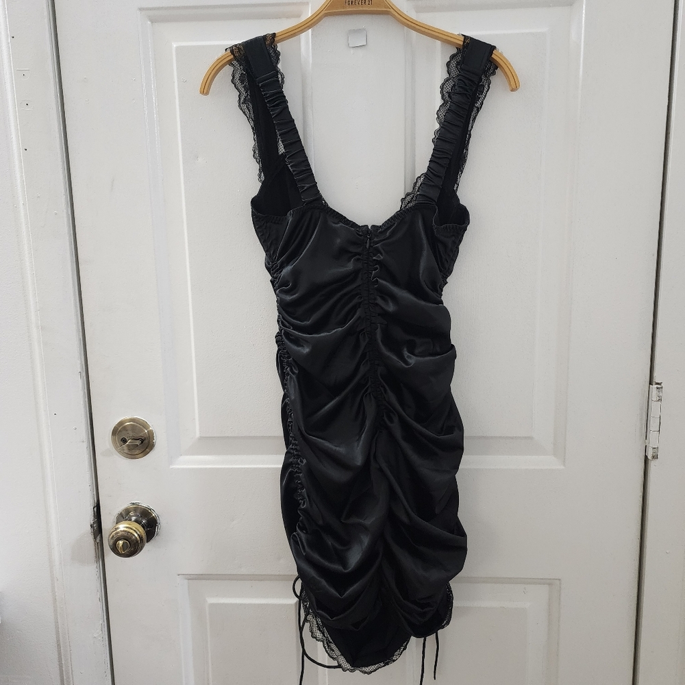NWT For Love and Lemons Black Inez Sexy Satin Dress SIZE SMALL - Picture 6 of 8